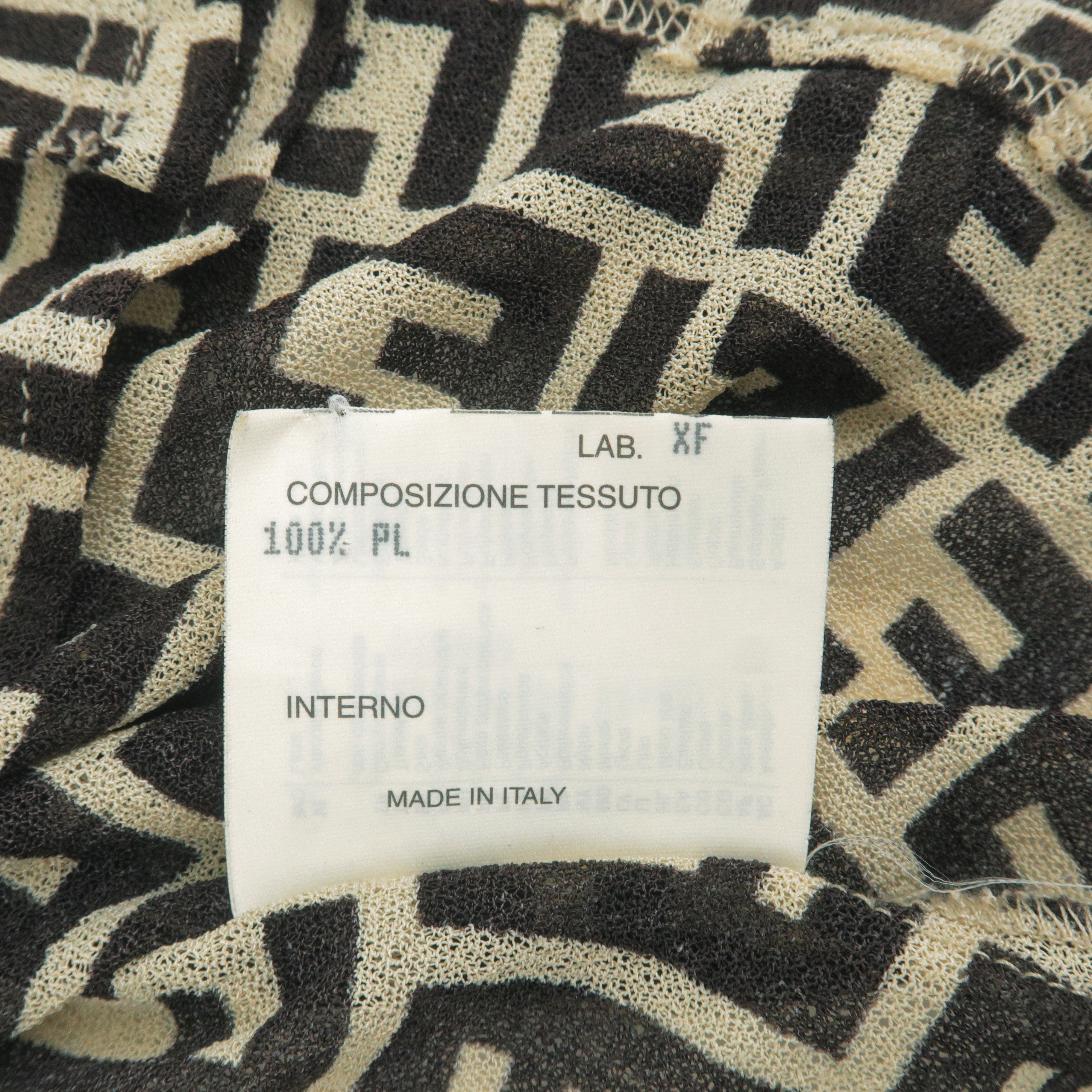 FENDI Zucca 100% Polyester See-through Shirt Size I42 Beige Brown Used