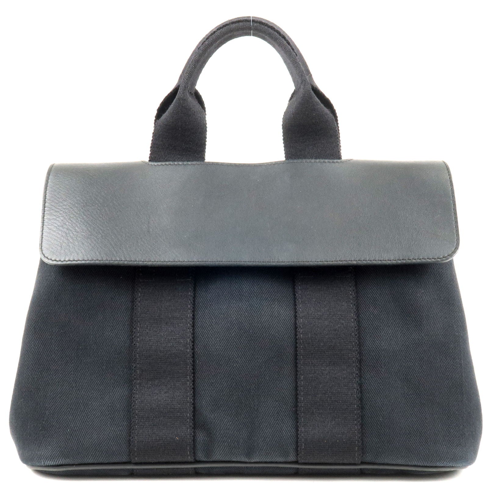 HERMES-Toile-Chevron-Leather-Valparaiso-PM-Hand-Bag-Tote-Bag-Black –  dct-ep_vintage luxury Store