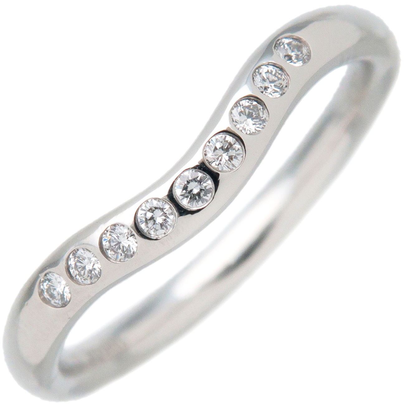 Tiffany&Co.-Curved-Band-Ring-9P-Diamond-PT950-Platinum-US4.5 – dct