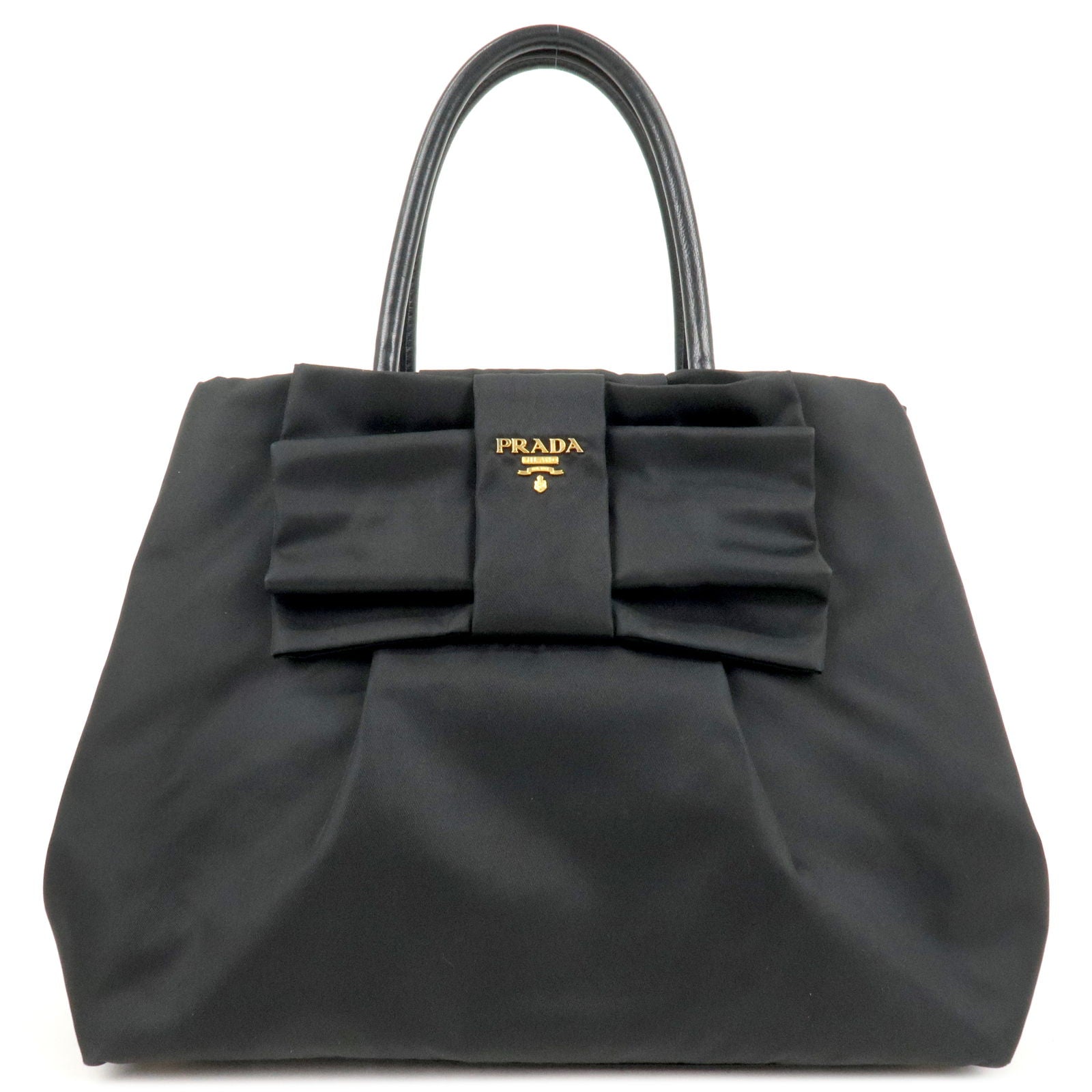 PRADA-Logo-Nylon-Leather-Ribbon-Tote-Bag-NERO-Black-BN1601 – dct