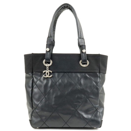 CHANEL-Paris-Biarritz-Tote-PM-Coated-Canvas-Leather-Black-A34208