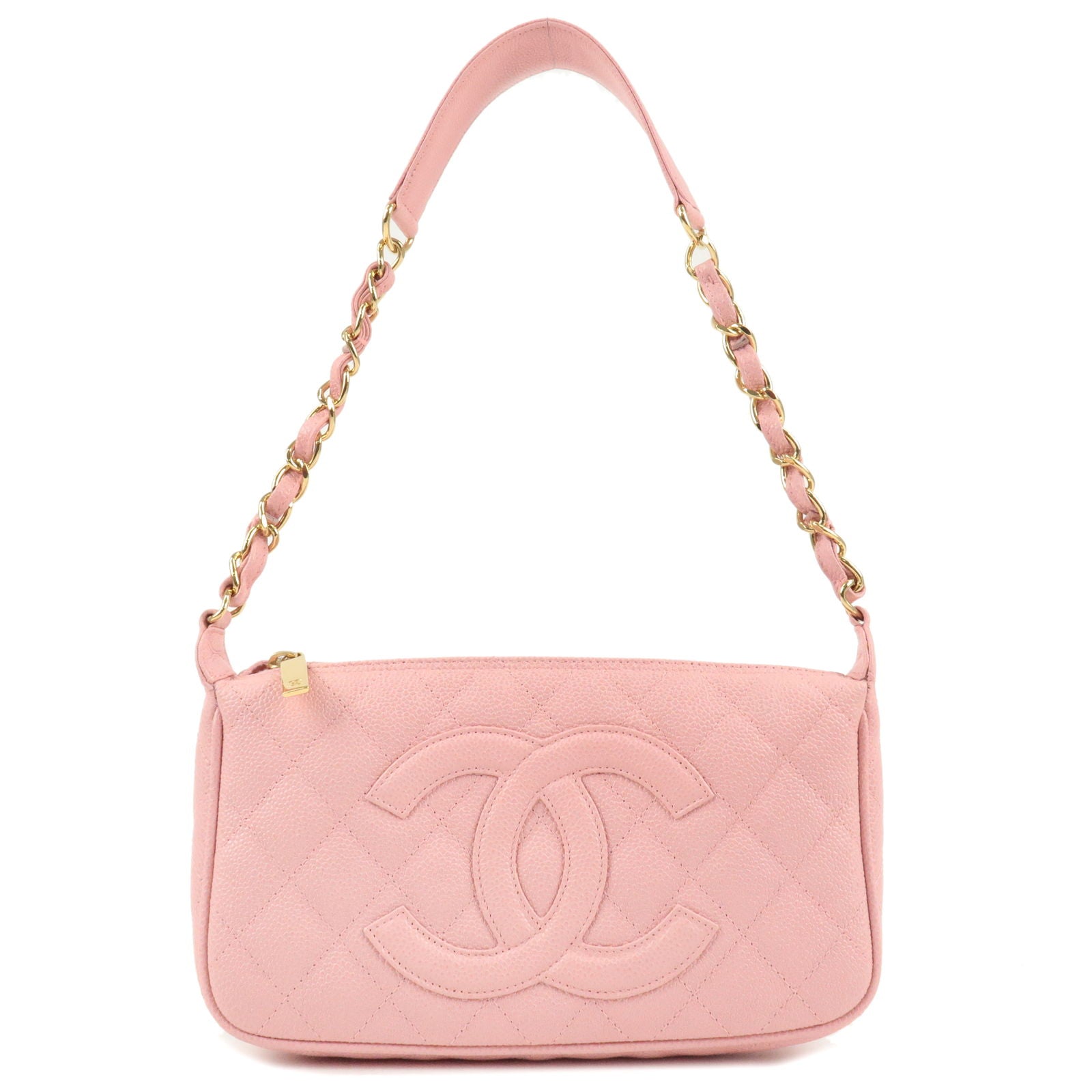 Chanel Pink Quilted Caviar Crossbody Bag