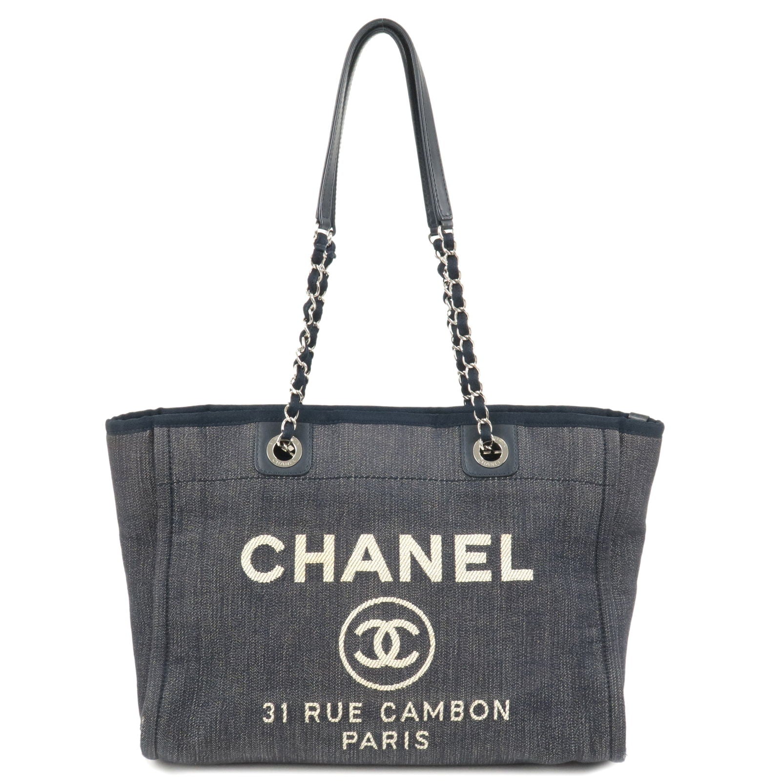 Chanel Deauville Medium Denim Navy Shopping Tote Bag