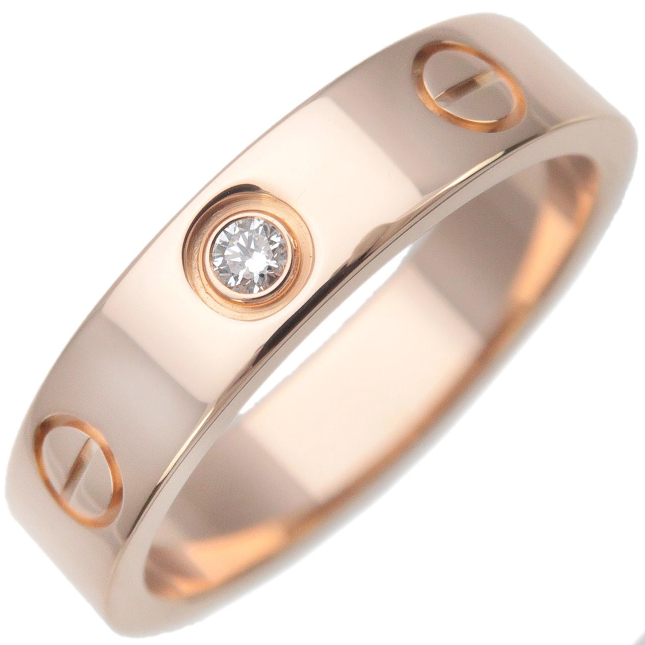 Cartier Mini Love Ring 1P Diamond K18PG 750PG Rose Gold 48 US4.5