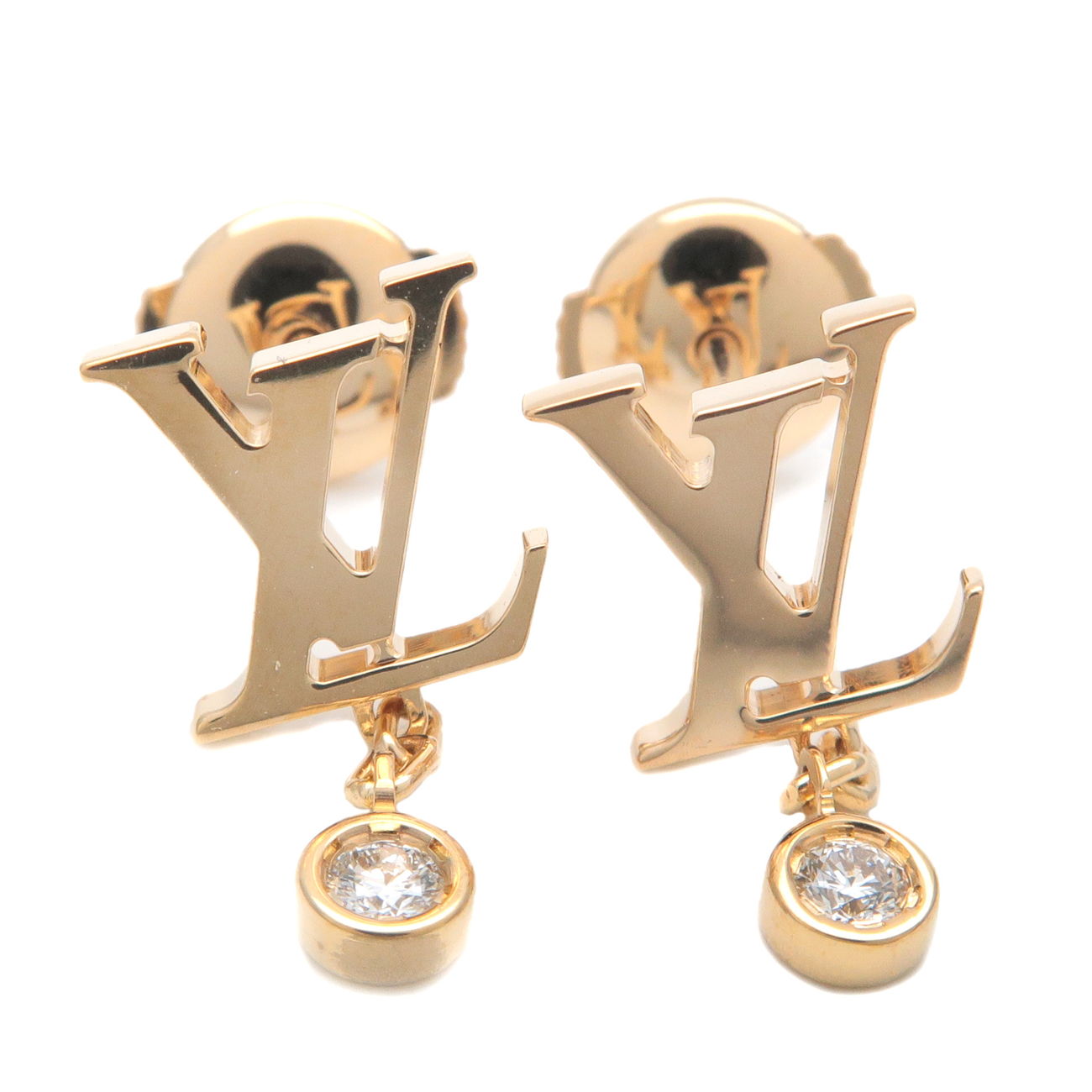 Louis Vuitton Petit Louis Earrings Gold Brass