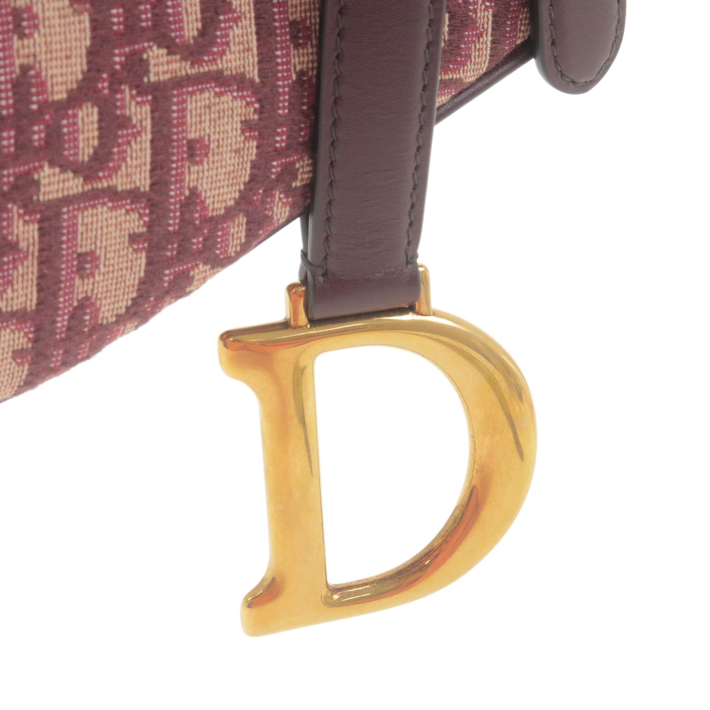 Christian Dior Saddle Bag Trotter Oblique Jacquard Leather Red