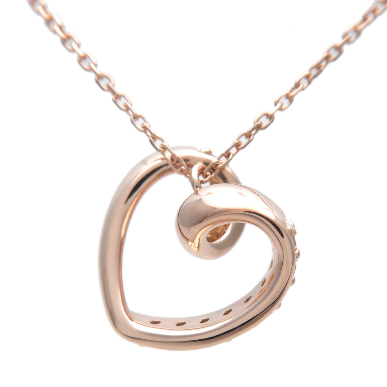 4C Heart Diamond Charm Necklace K18PG 750PG Rose Gold