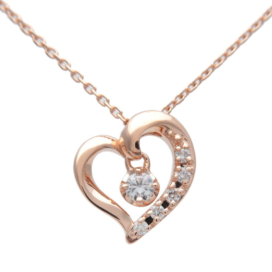 4℃-Heart-Diamond-Charm-Necklace-K18PG-750PG-Rose-Gold