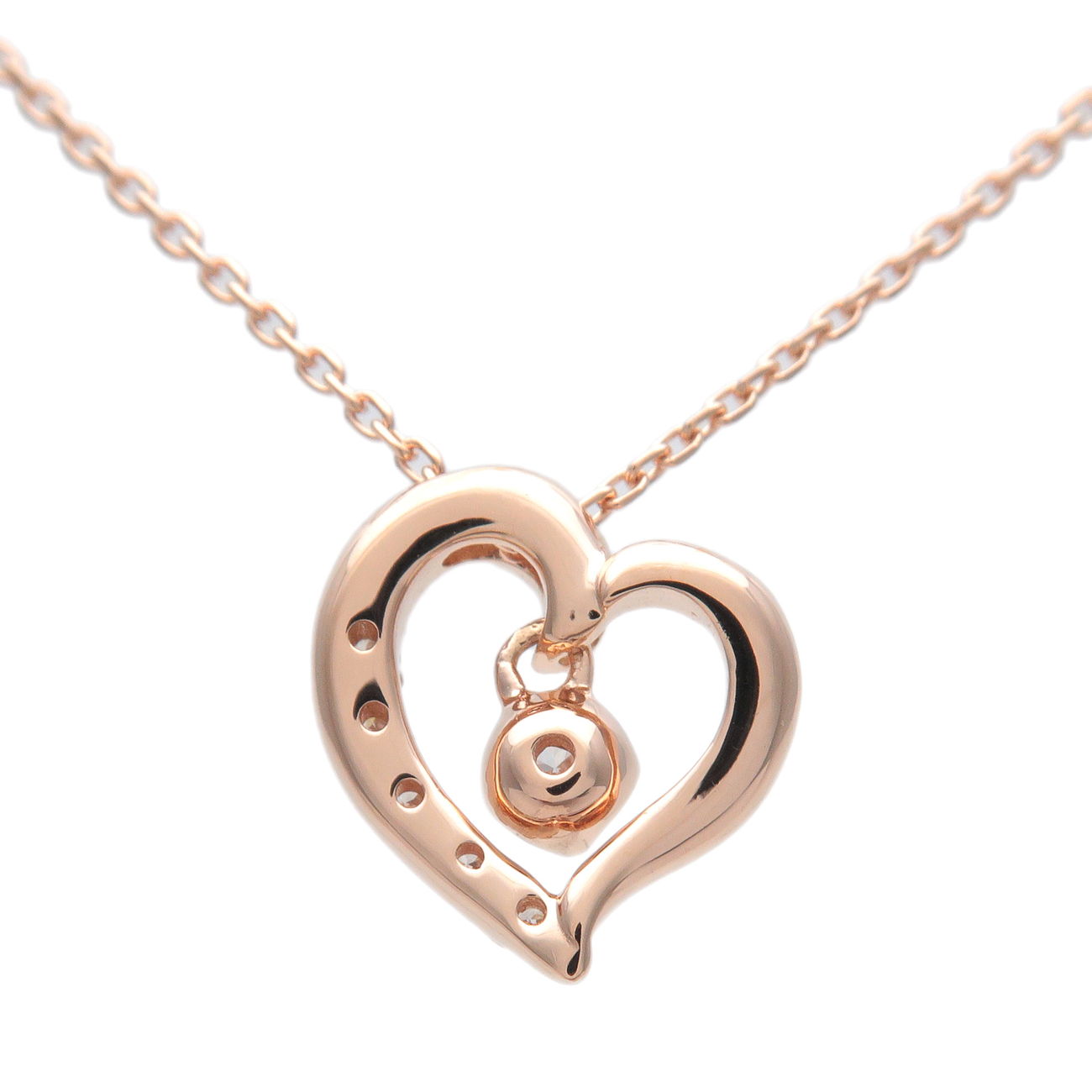 4C Heart Diamond Charm Necklace K18PG 750PG Rose Gold