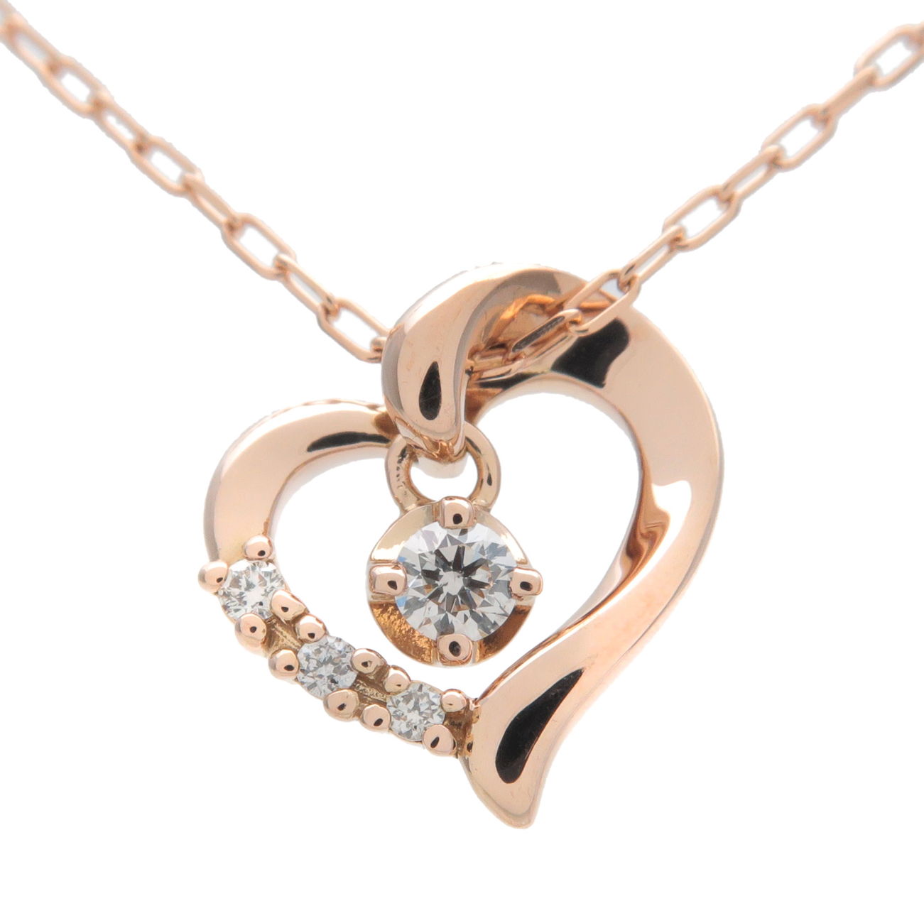 4℃-Heart-Charm-4P-Diamond-Necklace-K18PG-750PG-Rose-Gold – dct