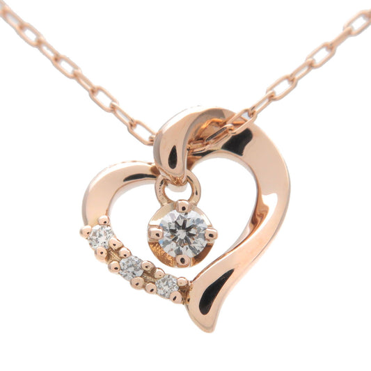 4℃-Heart-Charm-4P-Diamond-Necklace-K18PG-750PG-Rose-Gold