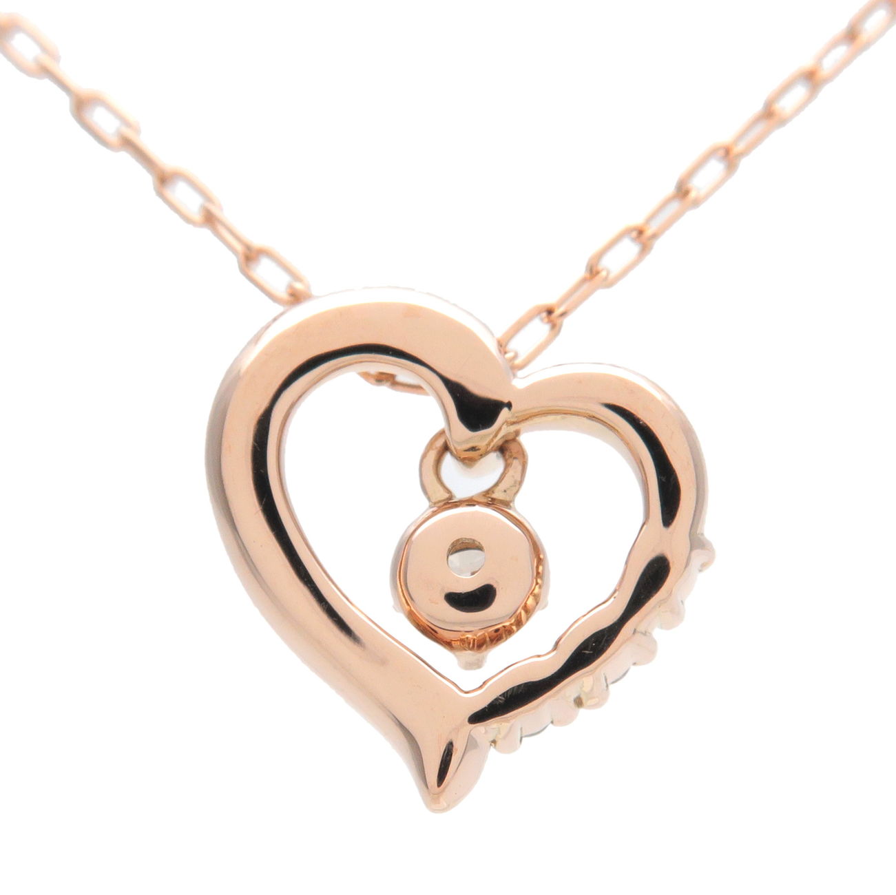4C Heart Charm 4P Diamond Necklace K18PG 750PG Rose Gold