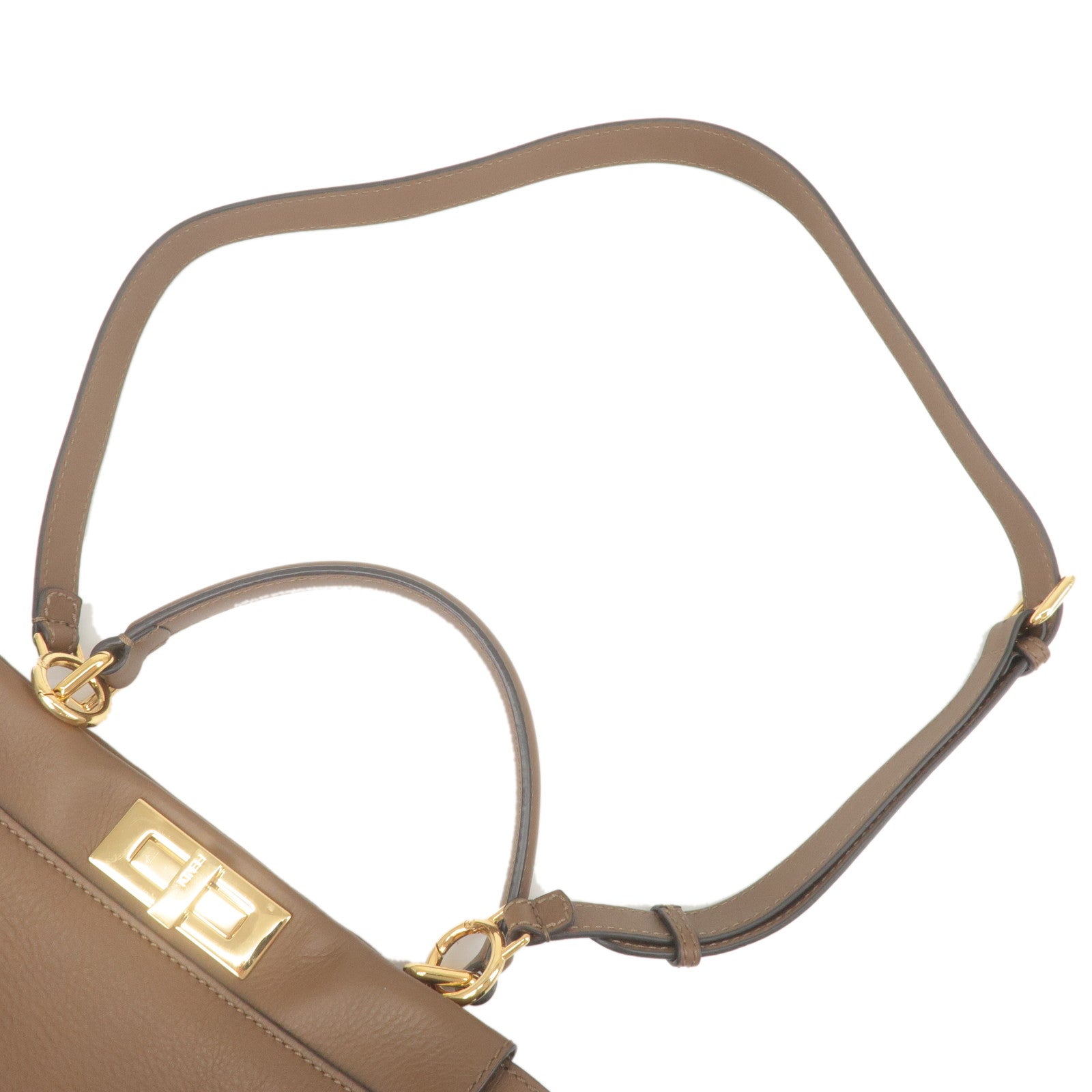 FENDI Peekaboo Regular Leather 2Way Bag Brown 8N290