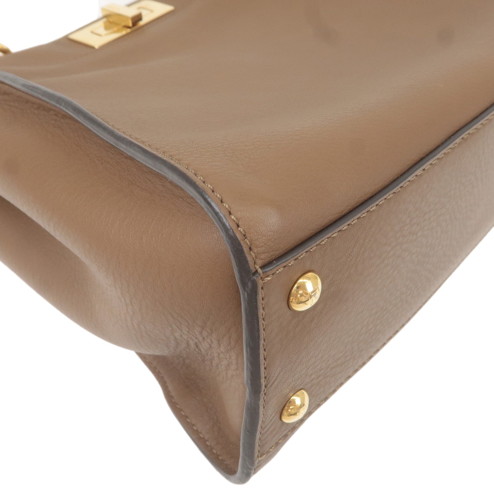 FENDI Peekaboo Regular Leather 2Way Bag Brown 8N290