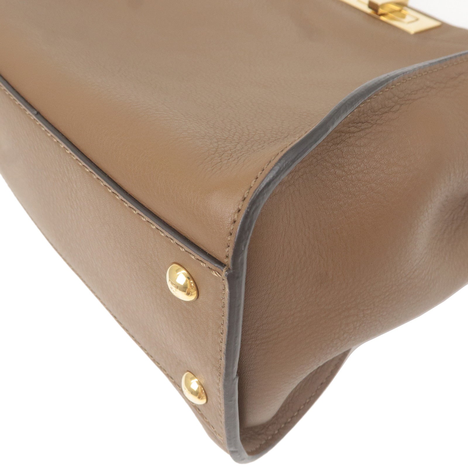 FENDI Peekaboo Regular Leather 2Way Bag Brown 8N290