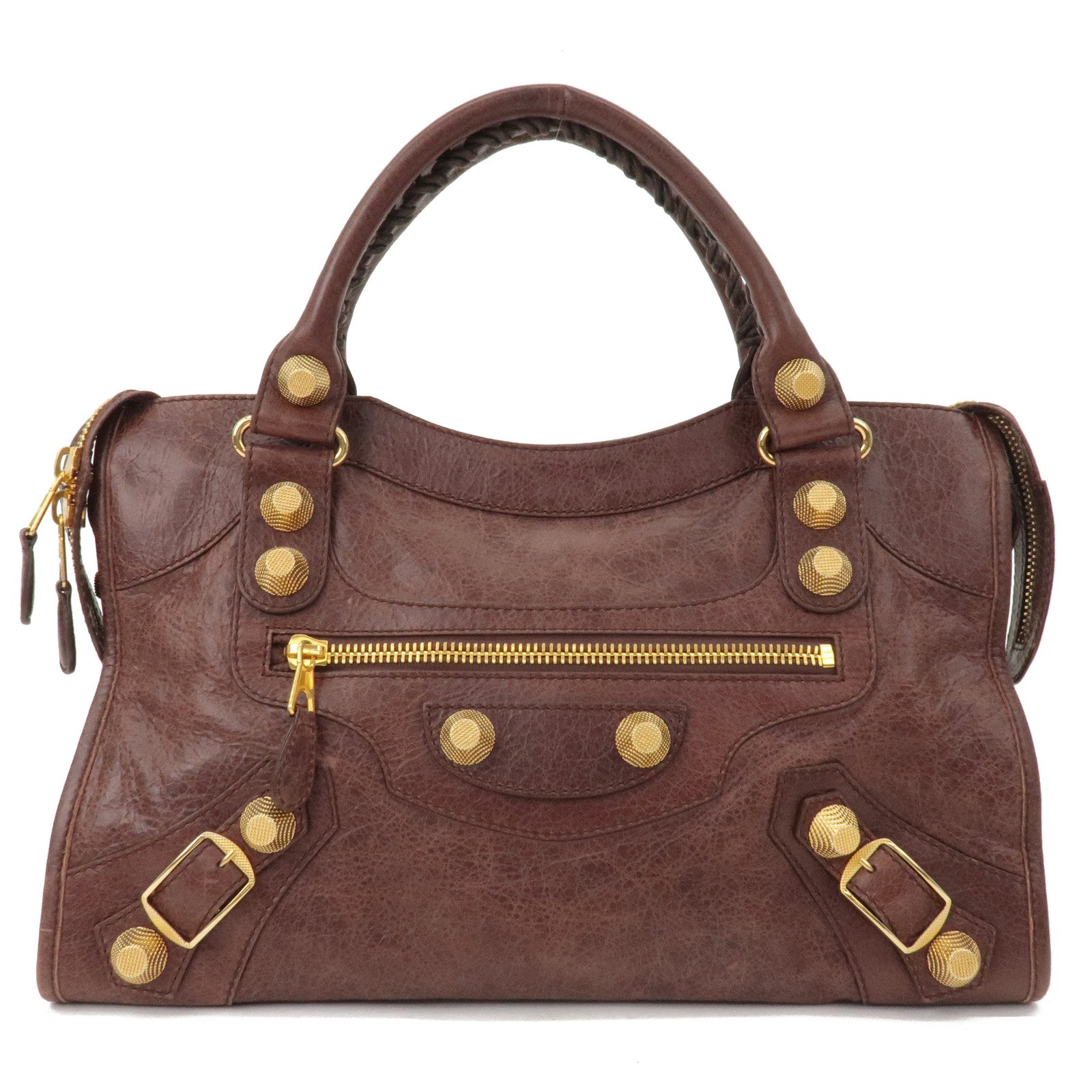 BALENCIAGA-The-Giant-City-Leather-2Way-Bag-Hand-Bag-Brown-173084 dct-ep_vintage luxury Store