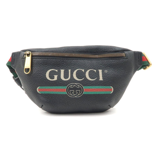 GUCCI-Sherry-Logo-Leather-Small-Waist-Bag-Pouch-Black-527792