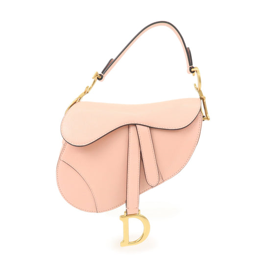 Christian-Dior-Saddle-Bag-Leather-Mini-Shoulder-Bag-Pink