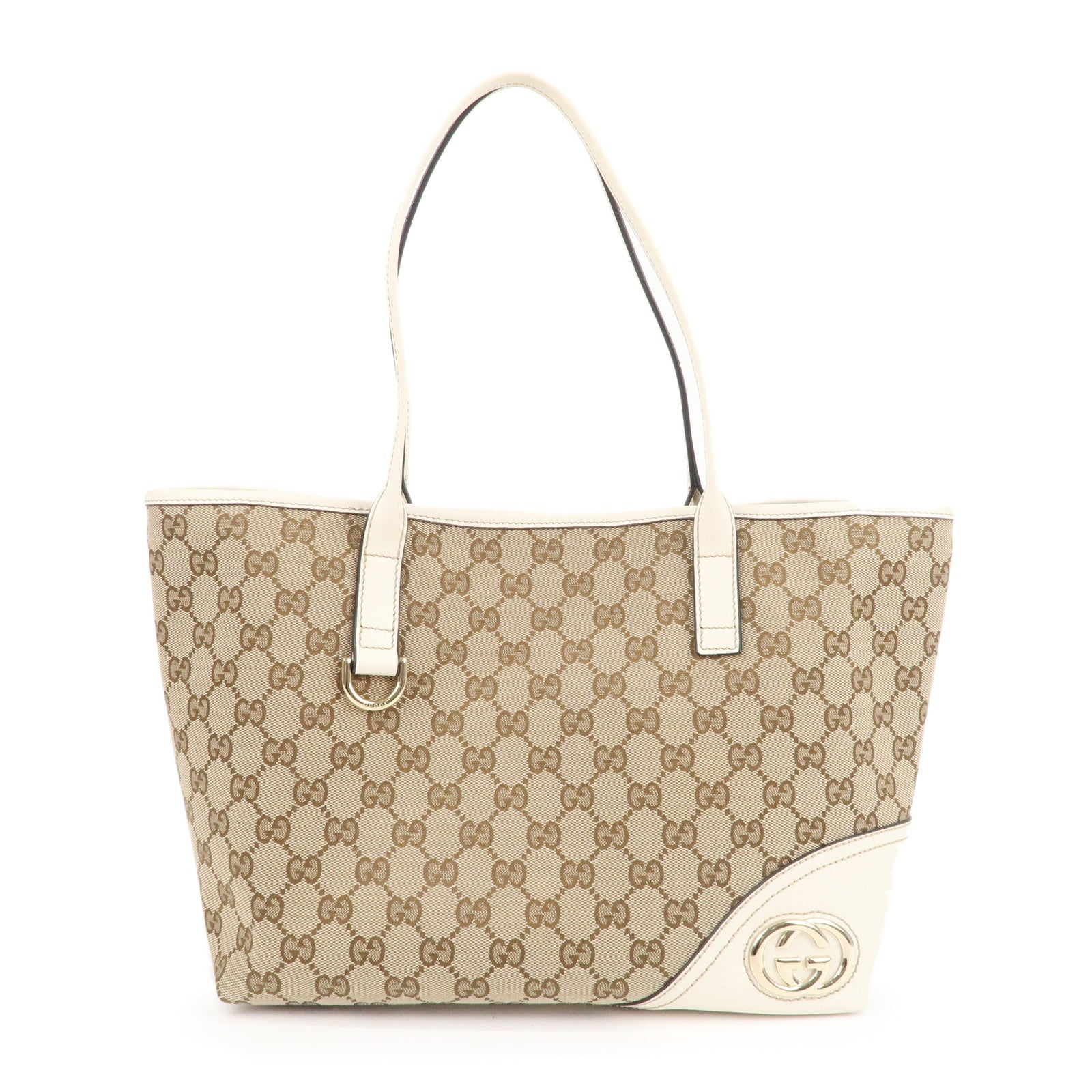 Gucci, Bags, Authantic Gg Canvas Nd Leather Gucci Tote