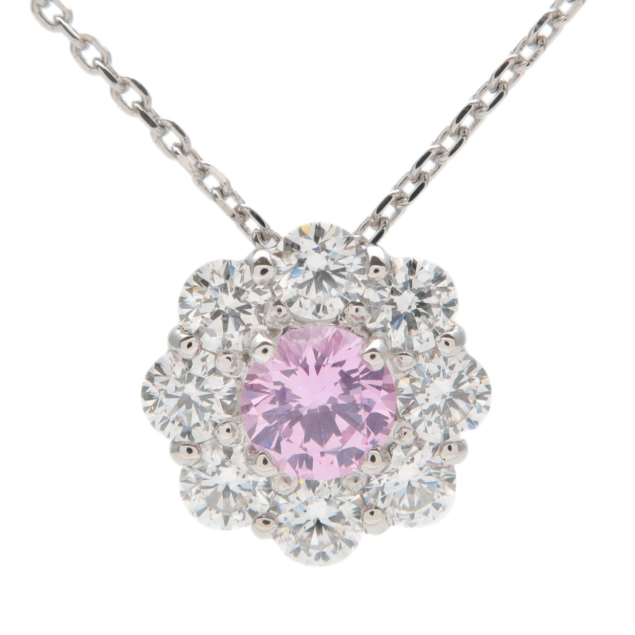 Flower-Charm-Diamond-Necklace-0.30ct-0.50ct-PT900-PT850 – dct