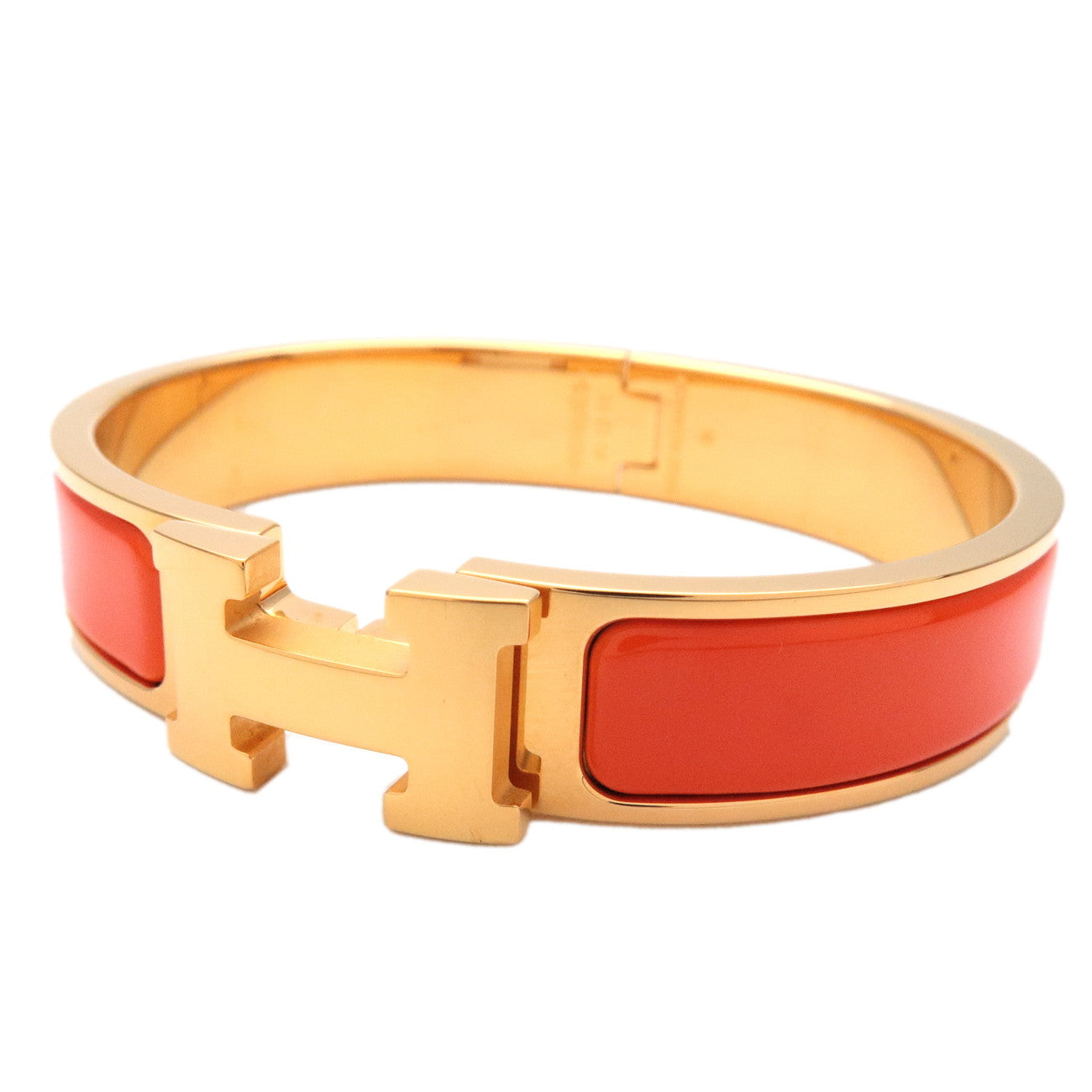 Hermes Clic H Bracelet Orange and Gold