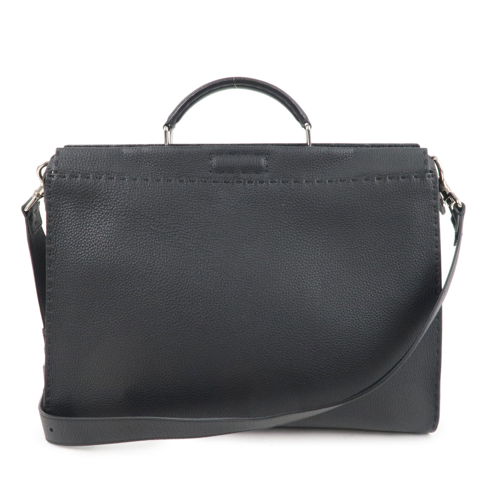 FENDI-Selleria-Leather-Peekaboo-Leather-2WAY-Bag-Black-7VA388 ...