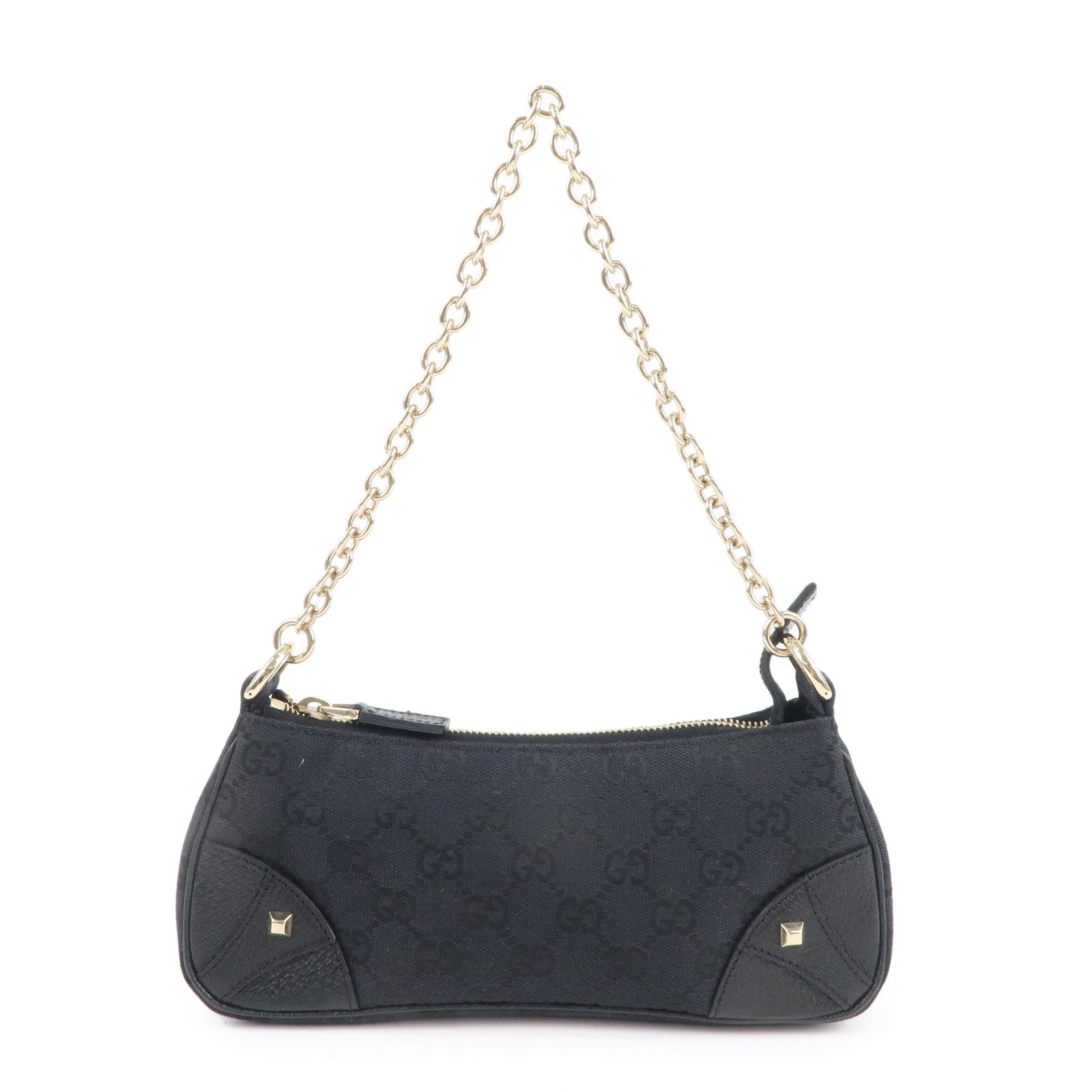 GUCCI-GG-Canvas-Leather-Chain-Shoulder-Bag-Black-120940 – dct-ep_vintage  luxury Store