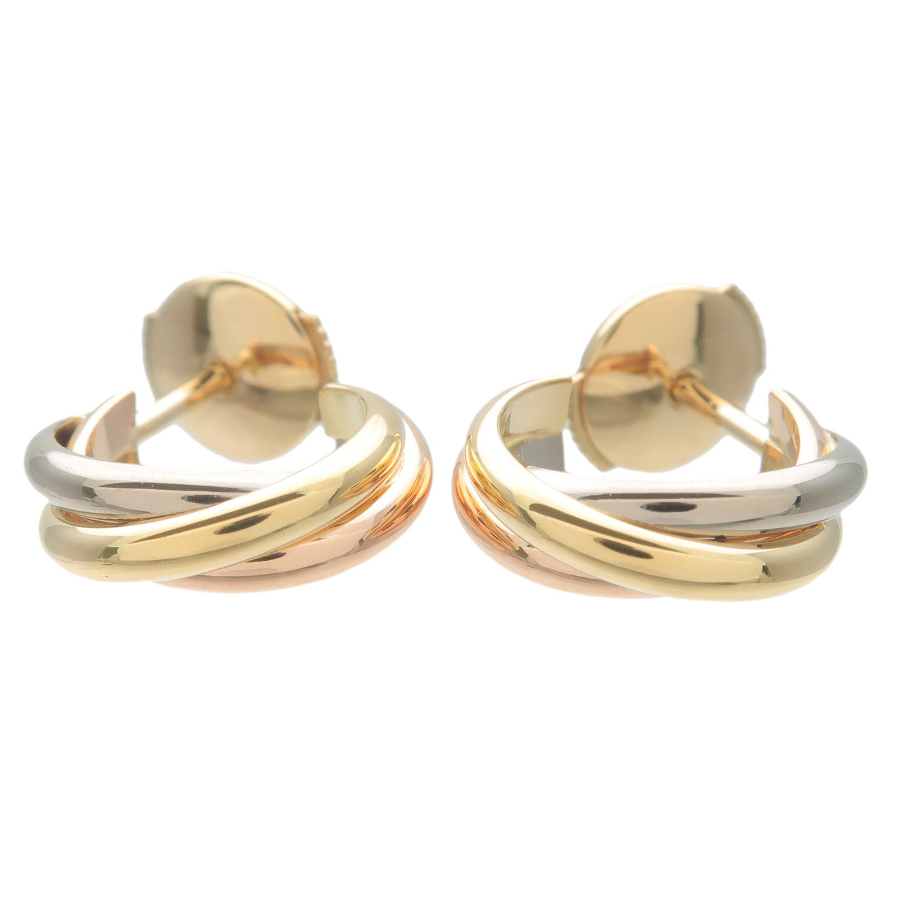 Cartier-Trinity-Earrings-K18-750-Yellow-Gold-White-Gold-Rose-Gold