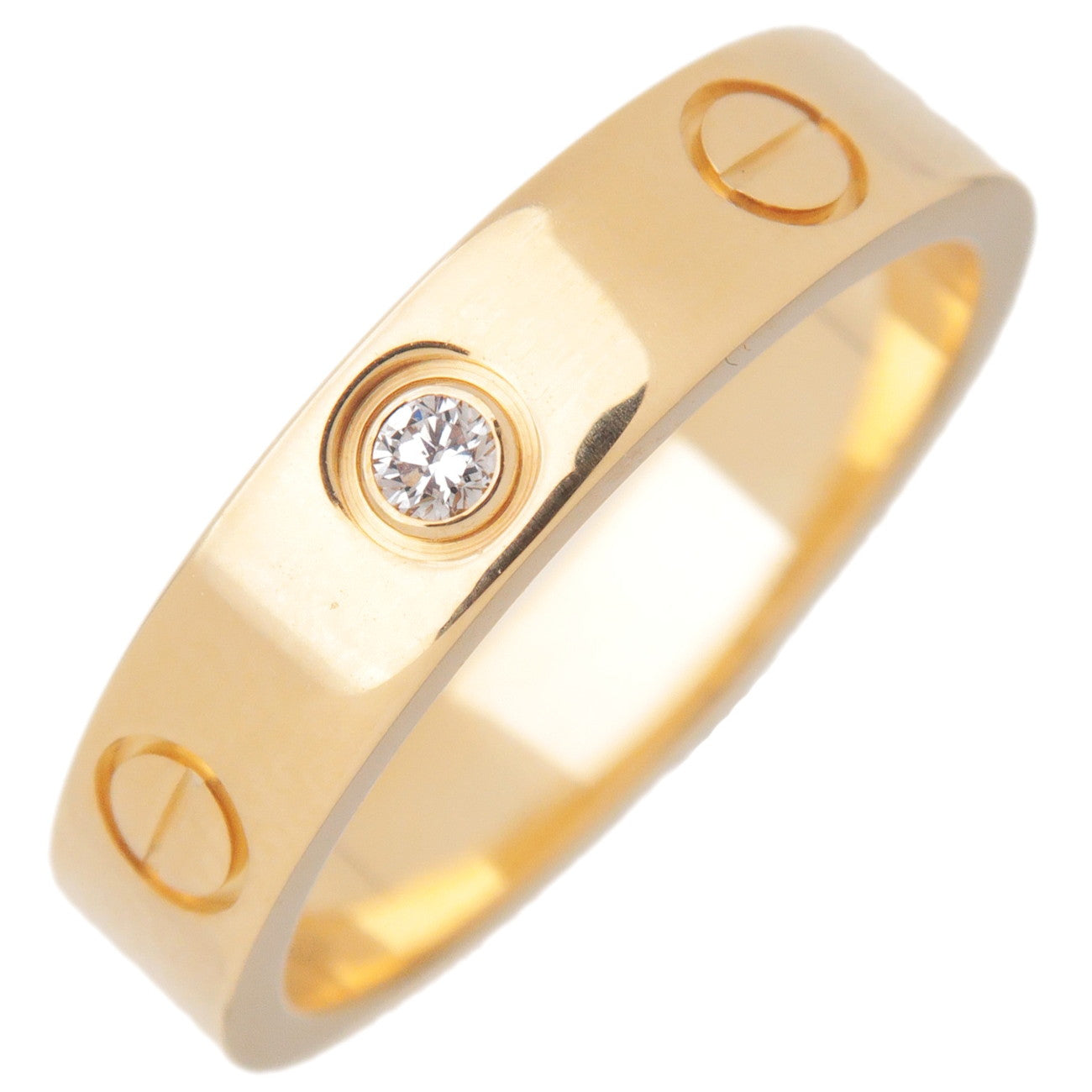 Cartier Mini Love Ring 1P Diamond K18YG 750 Yellow Gold 49 US5