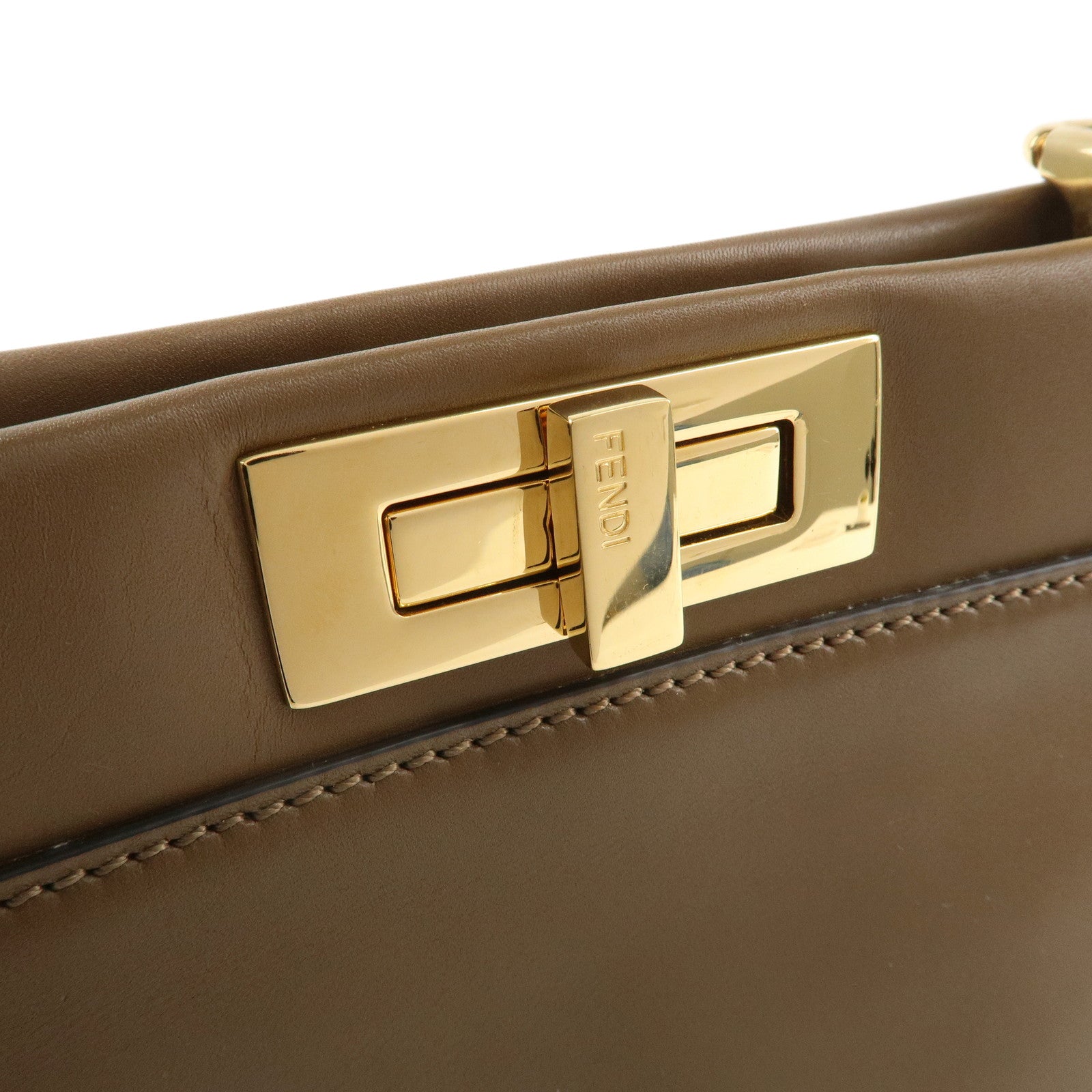 FENDI Peekaboo Regular 2Way Shoulder Bag Hand Bag Brown 8BN226