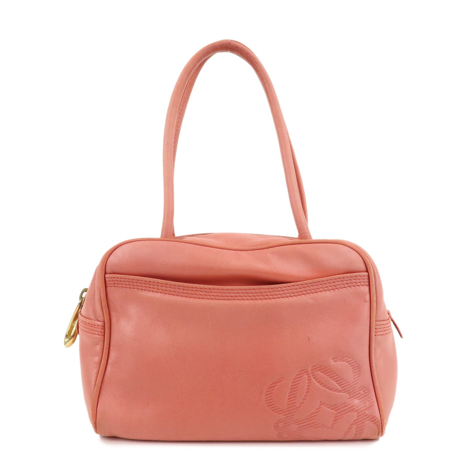 LOEWE-Anagram-Leather-Mini-Hand-Bag-Small-Bag-Pink-Gold-Hardware