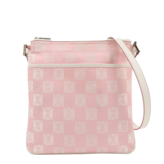 LOEWE-Anagram-Canvas-Leather-Shoulder-bag-Pink