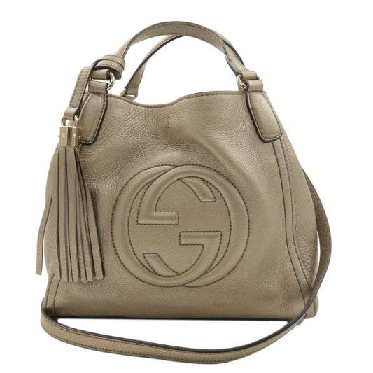 GUCCI-SOHO-Leather-2Way-Bag-Hand-Bag-Shoulder-Bag-Gold-336751