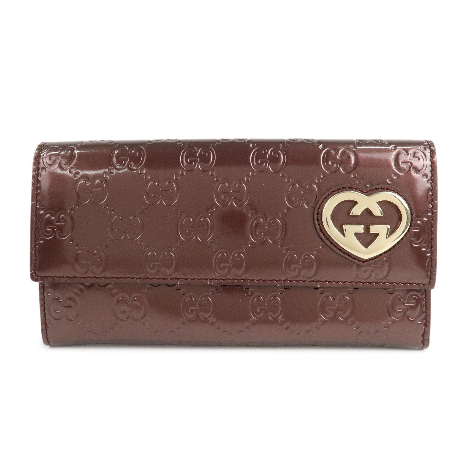 GUCCI-Lovely-Heart-Patent-Leather-Bifold-Long-Wallet-251861