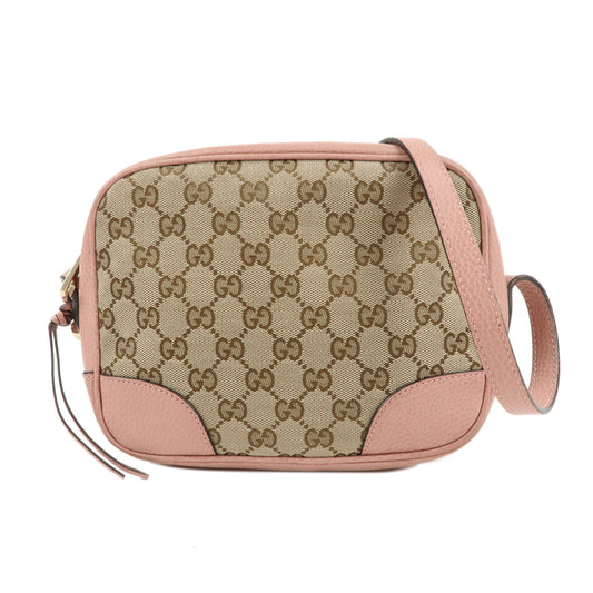 GUCCI-GG-Canvas-Leather-Shoulder-Bag-Beige-Pink-449413
