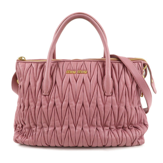 MIU-MIU-Matelasse-Leather-2way-Bag-Shoulder-Hand-Bag-Pink