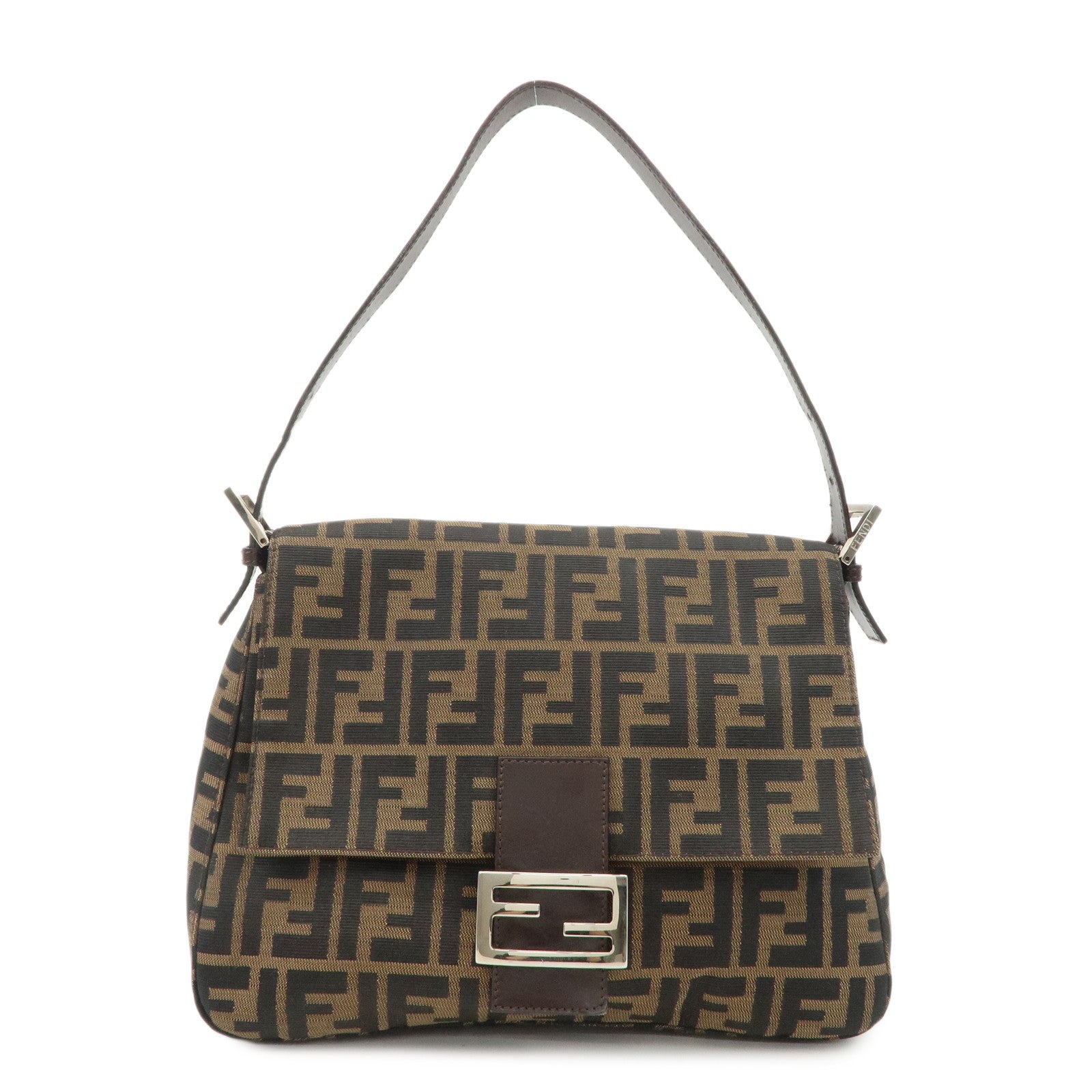 FENDI-Mamma-Baguette-Canvas-Leather-Shoulder-Bag-Silver-HDW-26325