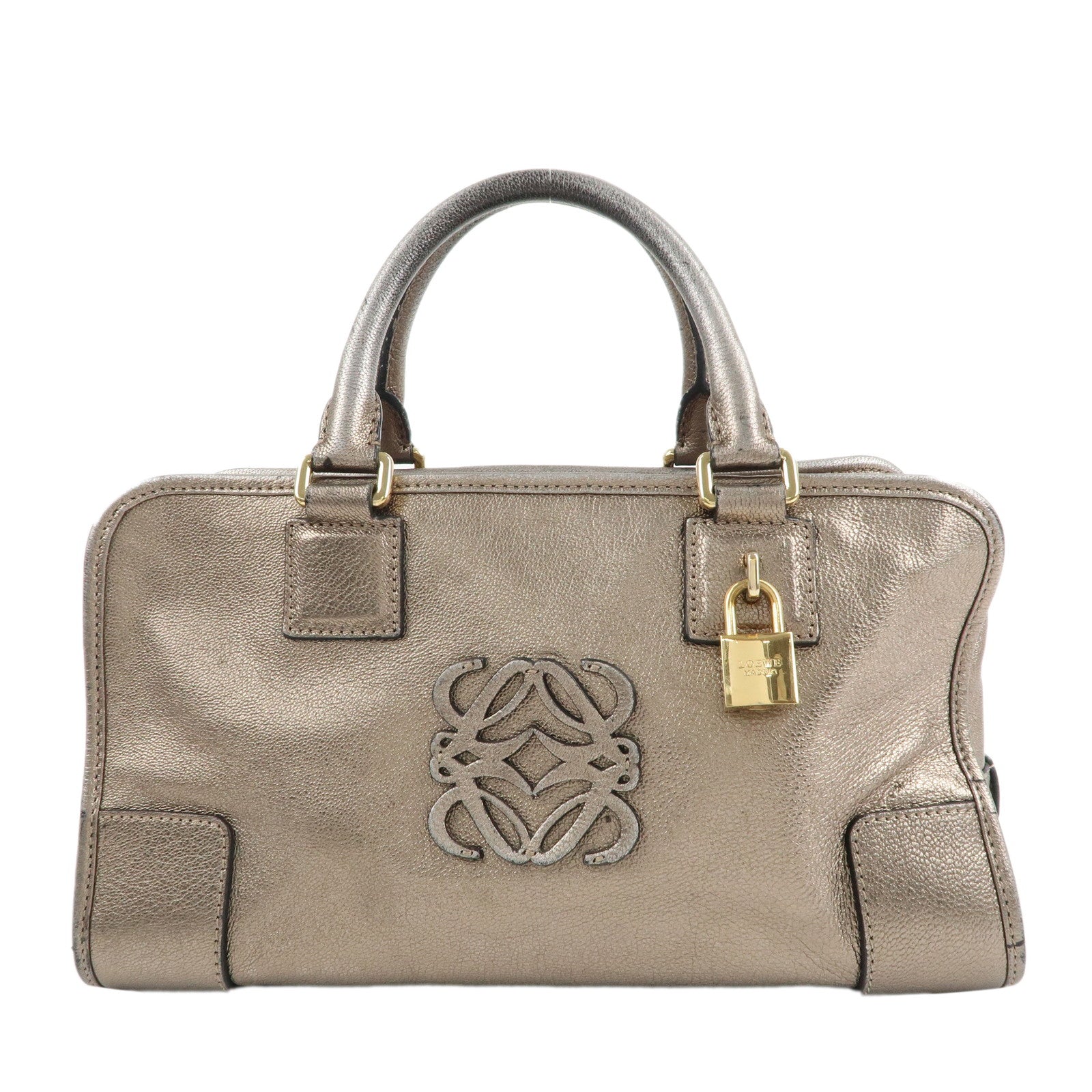 LOEWE-Anagram-Leather-Amazona-28-Hand-Bag-Gold