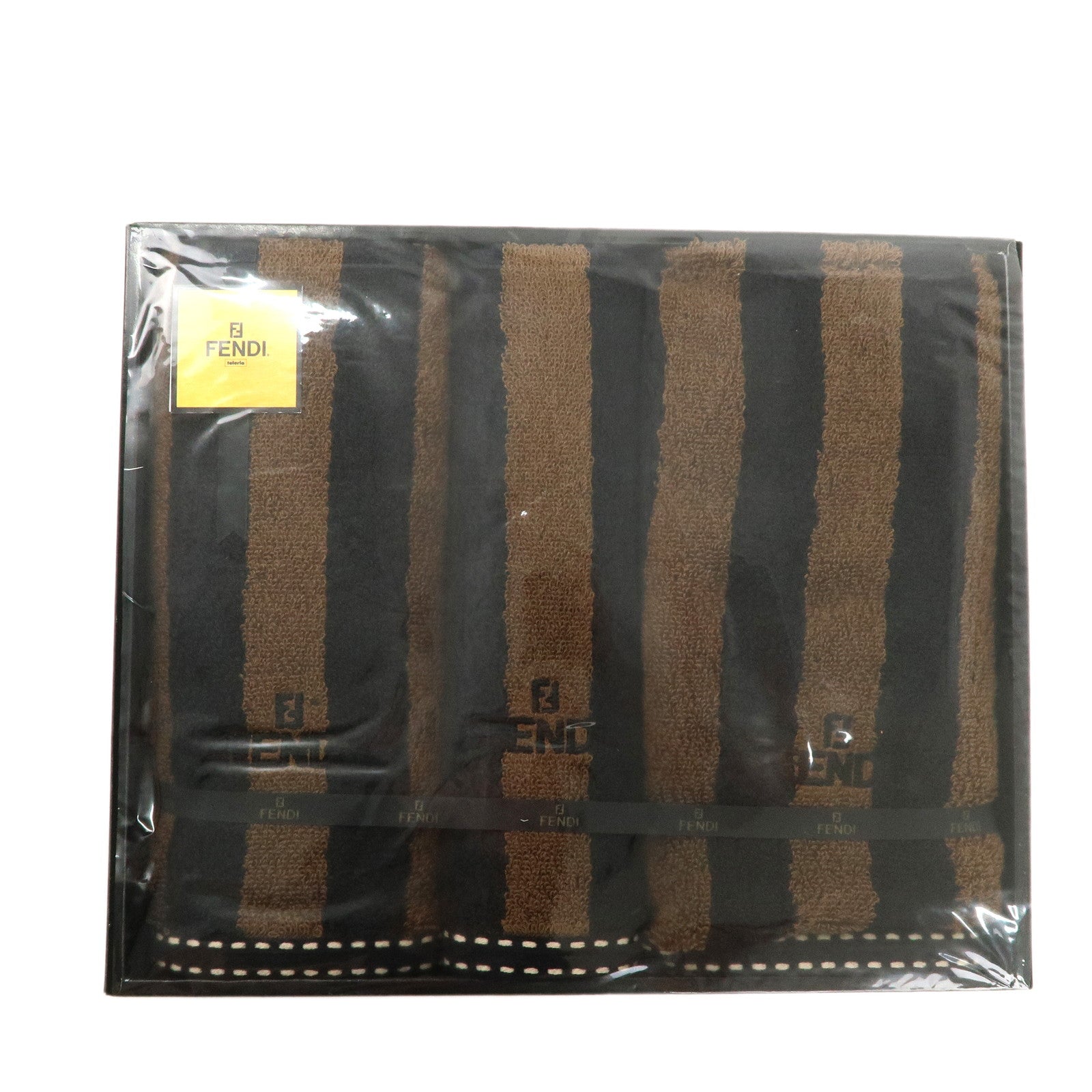 FENDI-Pequin-Set-of-3-100%-Cotton-Towel-Striped-Brown-Black