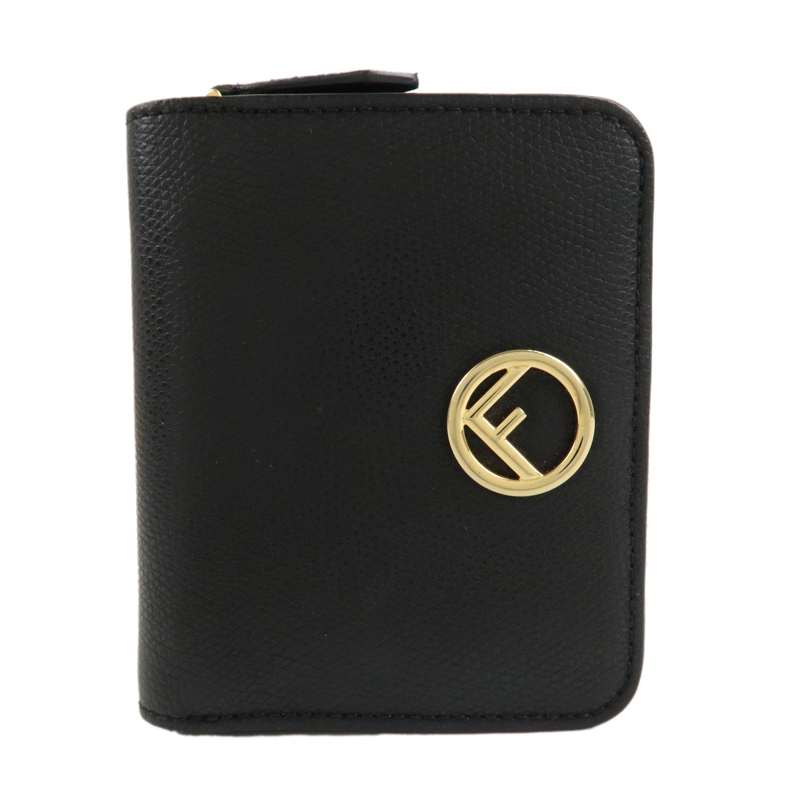 FENDI-F-is-FENDI-Leather-Bi-fold-Wallet-Black-Gold-HDW-8M0407