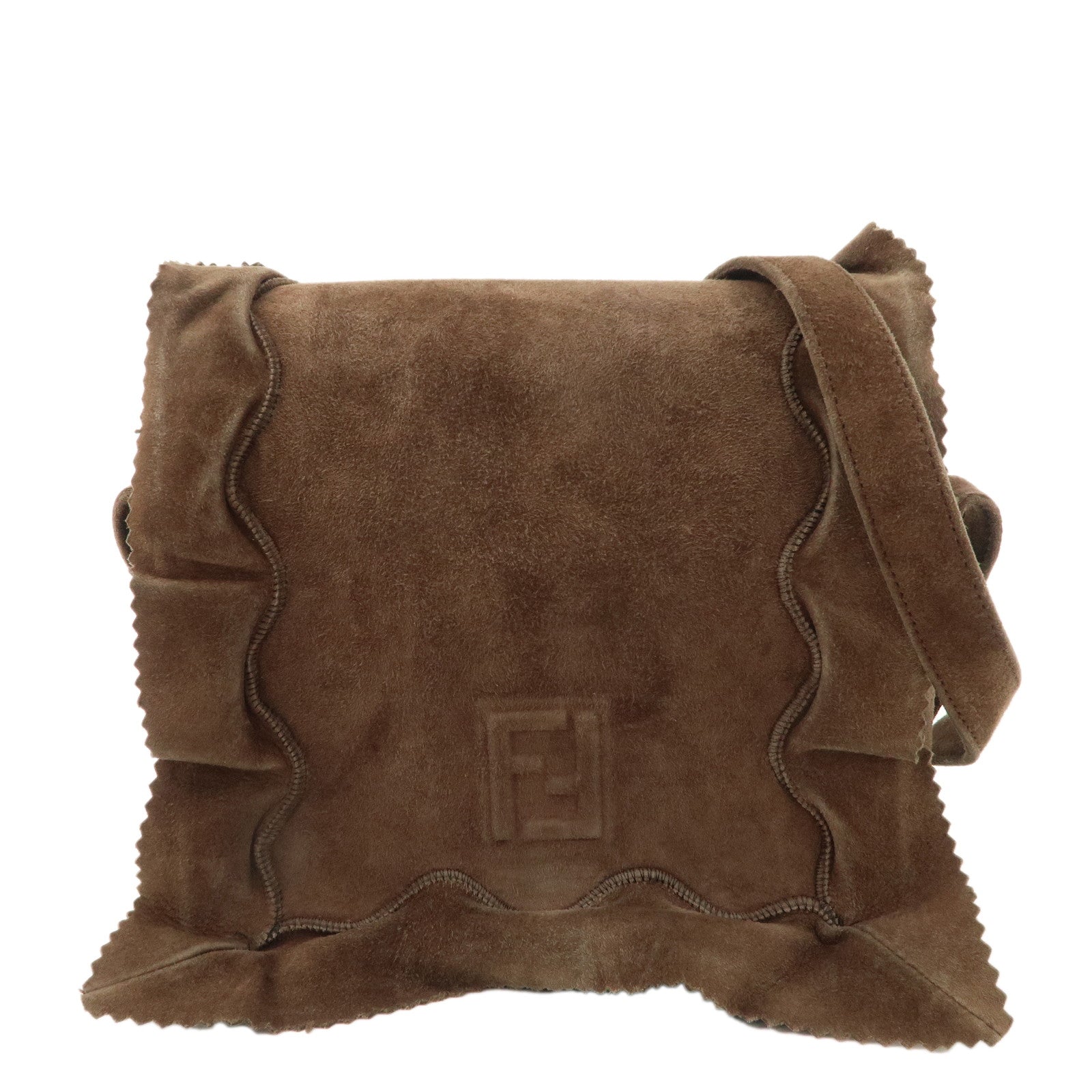 FENDI-Suede-Shoulder-Bag-Crossbody-Bag-Brown-14370