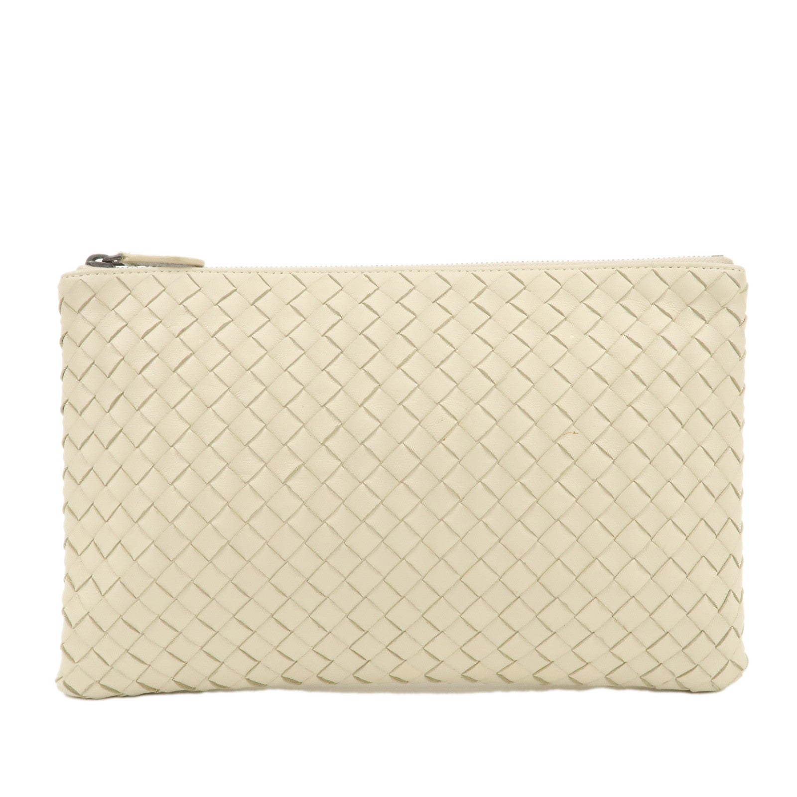 BOTTEGA-VENETA-Intrecciato-Leather-Pouch-Cosmetic-Pouch-Ivory