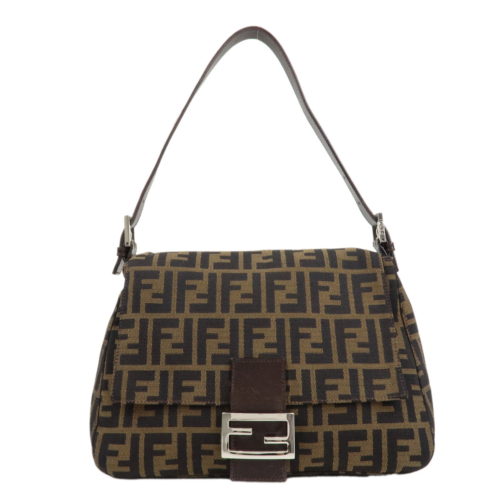 FENDI-Mamma-Baguette-Zucca-Canvas-Shoulder-Bag-Beige-Brown-26325