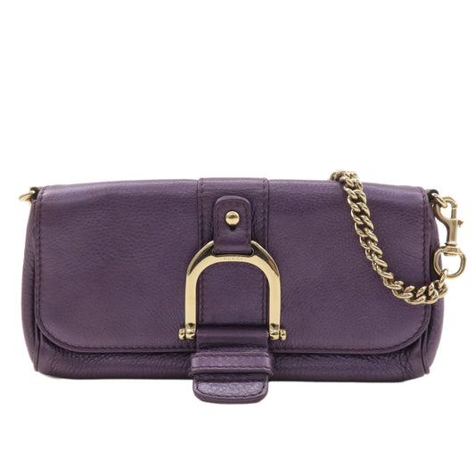 GUCCI-Leather-Chain-Shoulder-Bag-Clutch-Bag-Purple-268748