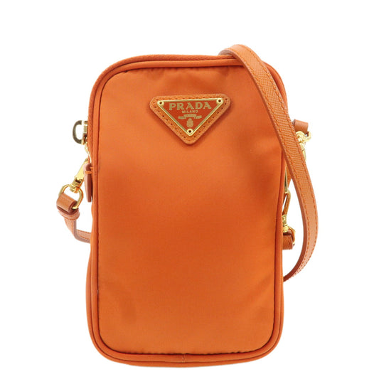 PRADA-Logo-Nylon-Leather-Small-Shoulder-Bag-Crossbody-Bag-Orange