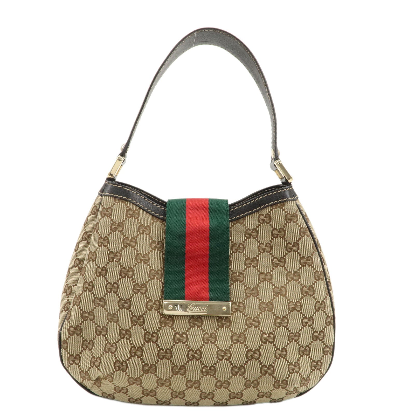 GUCCI-Shelly-Line-GG-Canvas-Leather-Shoulder-Bag-Beige-233608