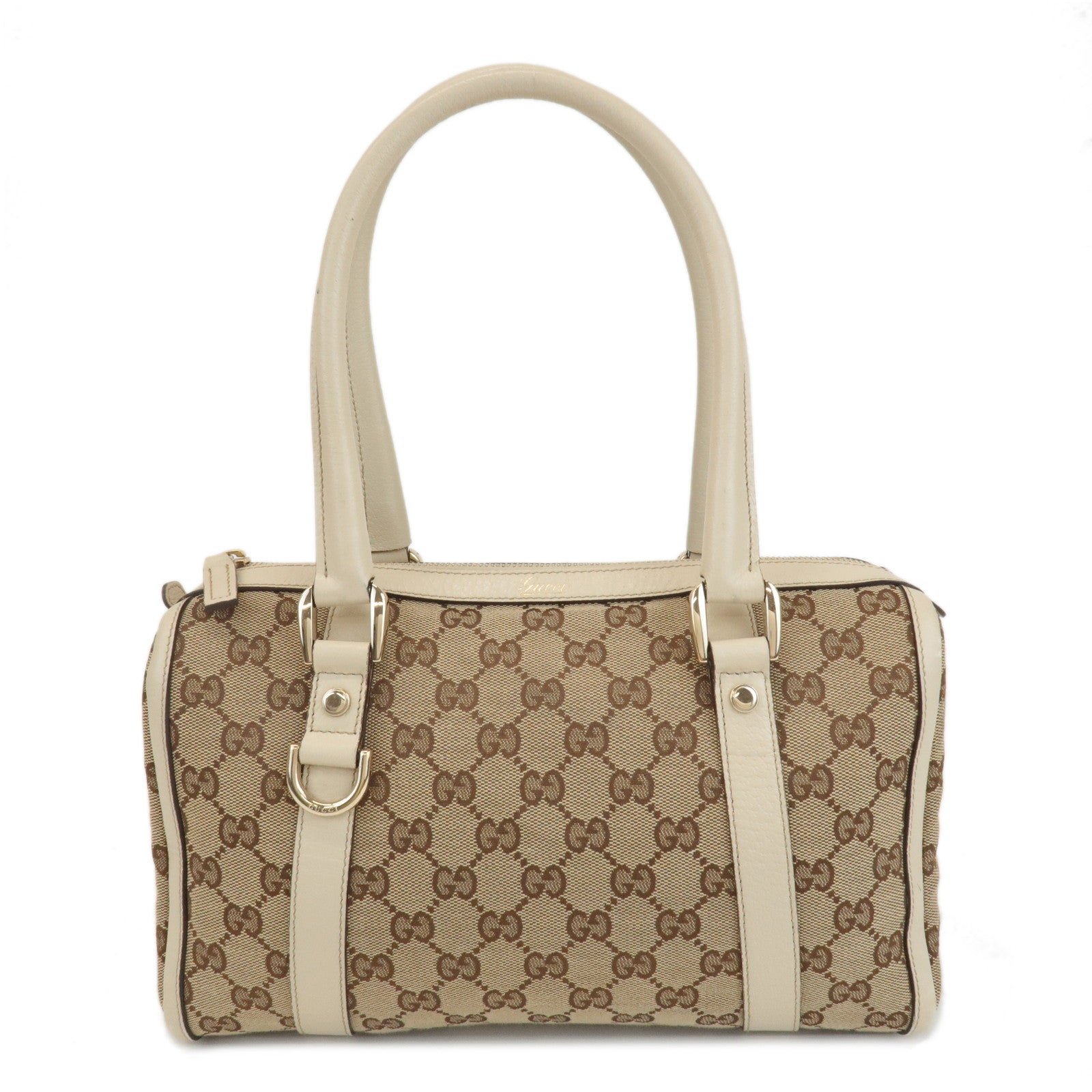 GUCCI-Abbey-GG-Canvas-Leather-Hand-Bag-Beige-Ivory-130942