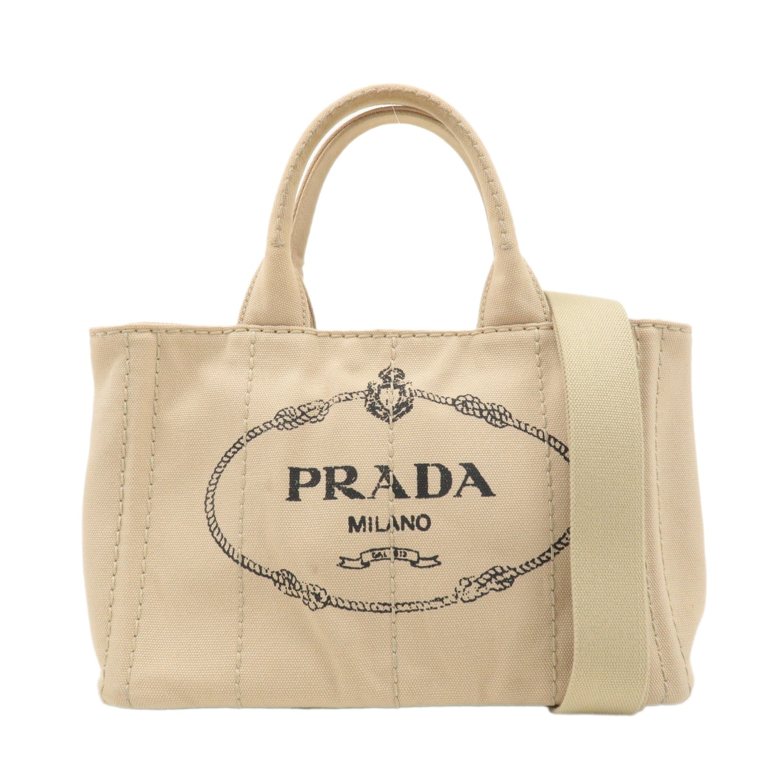 PRADA-Canapa-Mini-Canvas-2Way-Bag-Shoulder-Bag-Beige-B2439G