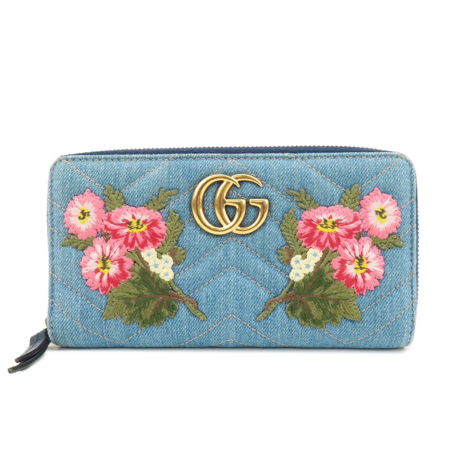 GUCCI-GG-Marmont-Denim-Zip-Around-Wallet-Floral-Pattern-443123