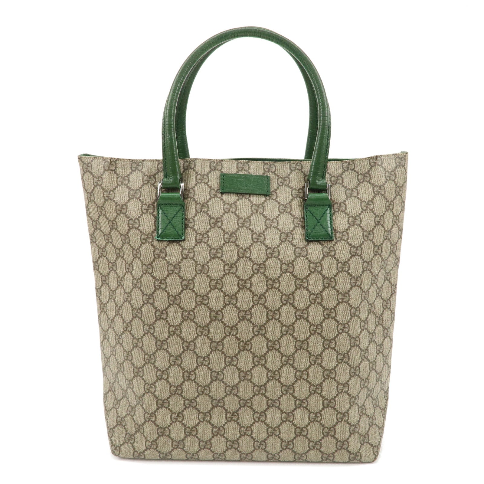 GUCCI-GG-Supreme-Leather-Tote-Bag-Beige-Green-131220